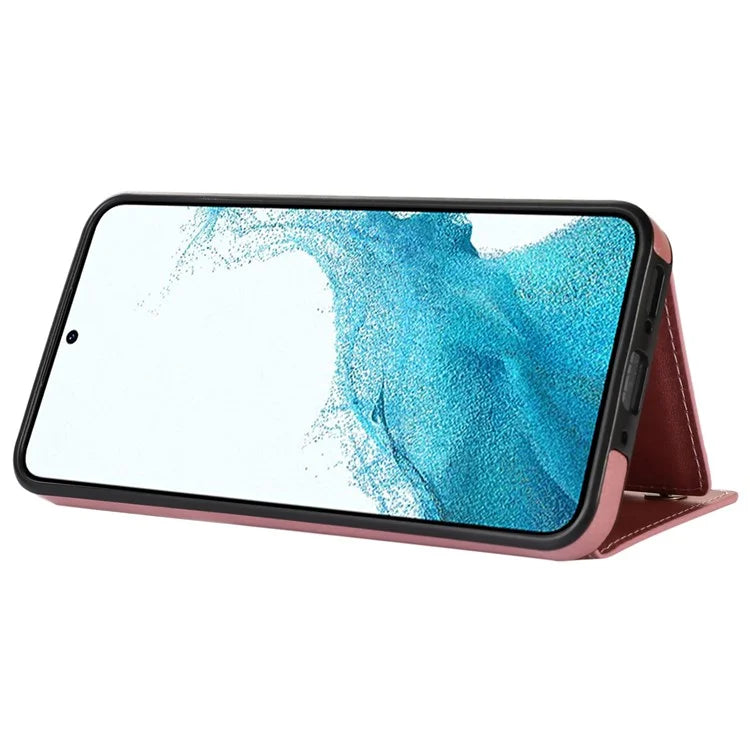 For Samsung Galaxy A14 5G / 4G Case RFID Blocking Wallet Leather Coated TPU Phone Cover