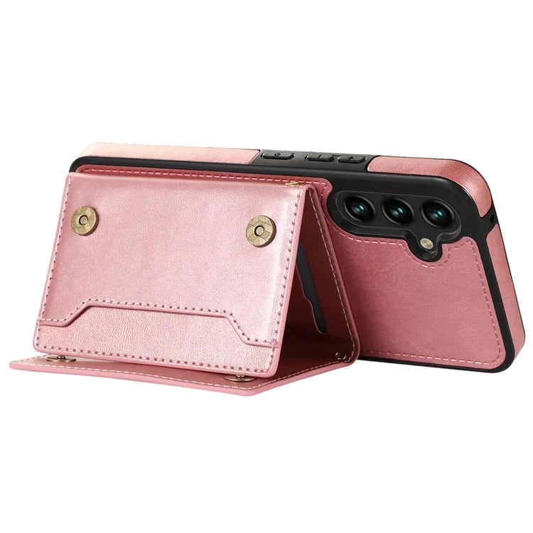For Samsung Galaxy A14 5G / 4G Case RFID Blocking Wallet Leather Coated TPU Phone Cover