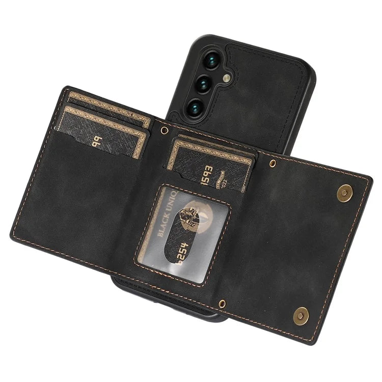 For Samsung Galaxy A14 5G / 4G Case RFID Blocking Wallet Leather Coated TPU Phone Cover