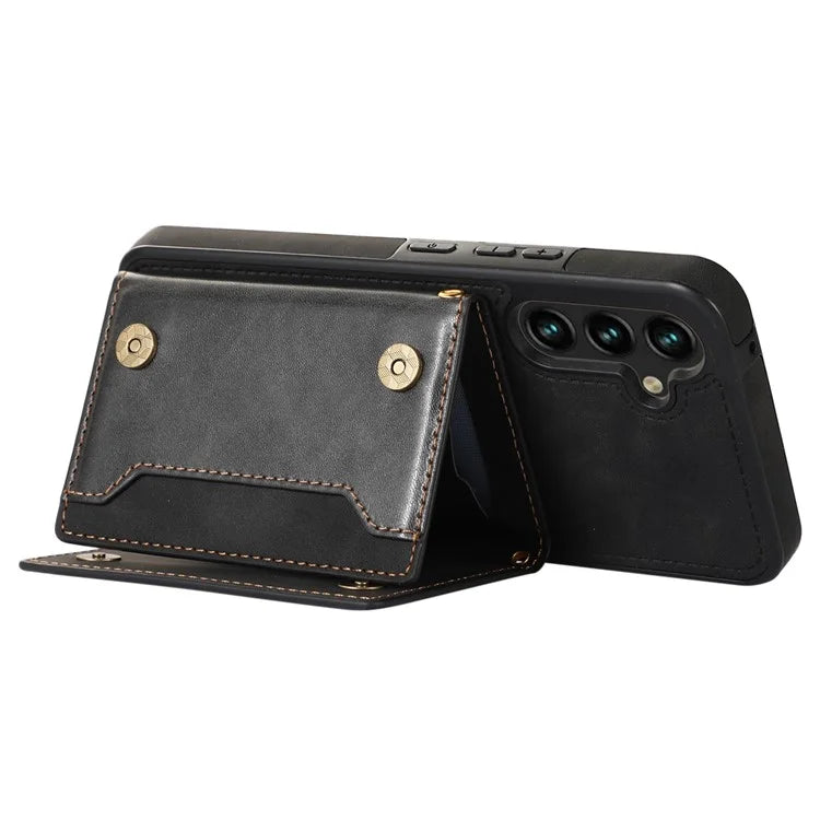 For Samsung Galaxy A14 5G / 4G Case RFID Blocking Wallet Leather Coated TPU Phone Cover