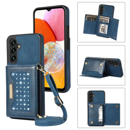 For Samsung Galaxy A14 5G / 4G Case RFID Blocking Wallet Leather Coated TPU Phone Cover