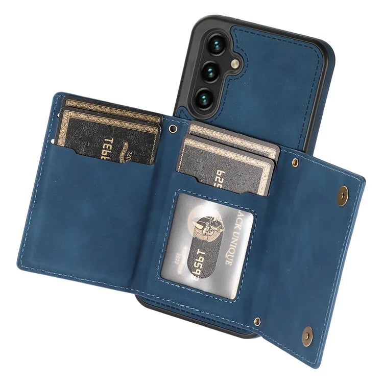 For Samsung Galaxy A14 5G / 4G Case RFID Blocking Wallet Leather Coated TPU Phone Cover