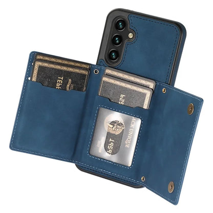 For Samsung Galaxy A14 5G / 4G Case RFID Blocking Wallet Leather Coated TPU Phone Cover