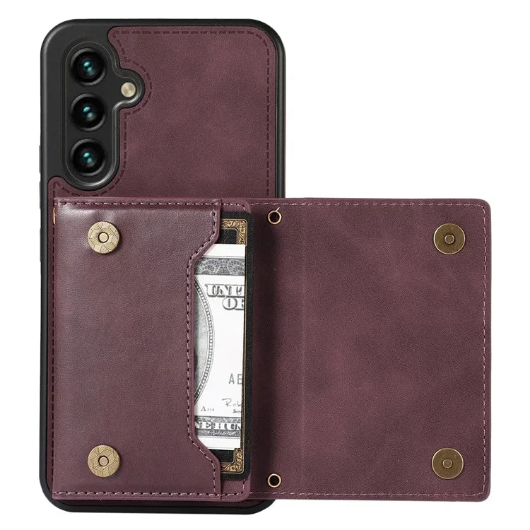 For Samsung Galaxy A14 5G / 4G Case RFID Blocking Wallet Leather Coated TPU Phone Cover
