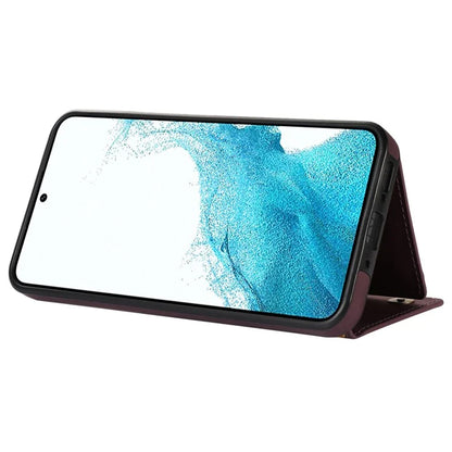 For Samsung Galaxy A14 5G / 4G Case RFID Blocking Wallet Leather Coated TPU Phone Cover