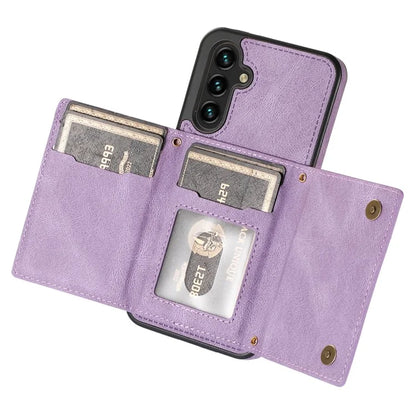 For Samsung Galaxy S23 Case Leather+TPU Kickstand Cover with Lanyard RFID Blocking Wallet