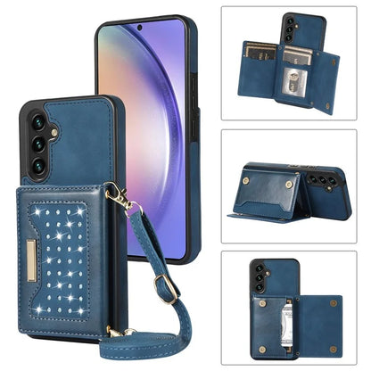For Samsung Galaxy A54 5G Case TPU Leather Phone Cover RFID Blocking Wallet with Lanyard