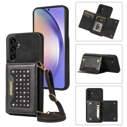 For Samsung Galaxy A54 5G Case TPU Leather Phone Cover RFID Blocking Wallet with Lanyard