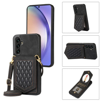 For Samsung Galaxy A54 5G Case RFID Blocking Card Holder Mirror Leather Coated TPU Cover