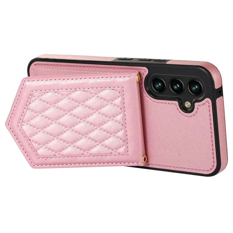 For Samsung Galaxy A54 5G Case RFID Blocking Card Holder Mirror Leather Coated TPU Cover