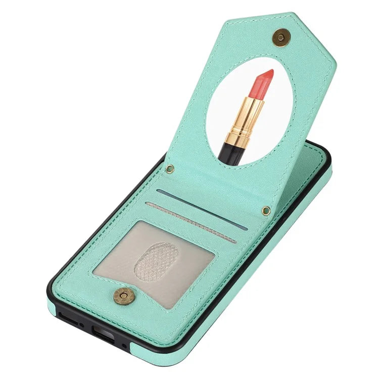 For Samsung Galaxy A14 5G / 4G Cover TPU Leather Phone Case RFID Blocking Hidden Mirror
