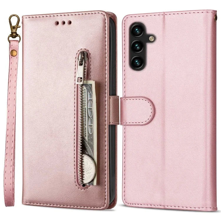 For Samsung Galaxy A25 5G (Global) (161.0 x 76.5 x 8.3mm) Leather Case Zipper Wallet Phone Cover