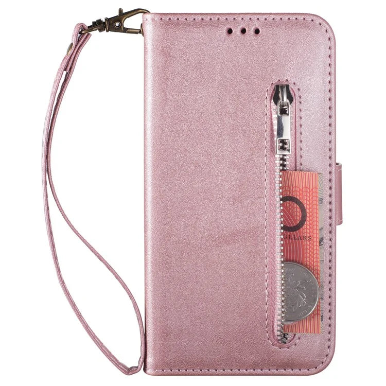 For Samsung Galaxy A05s 4G Leather Case Zipper Pocket Phone Cover with Wallet Stand