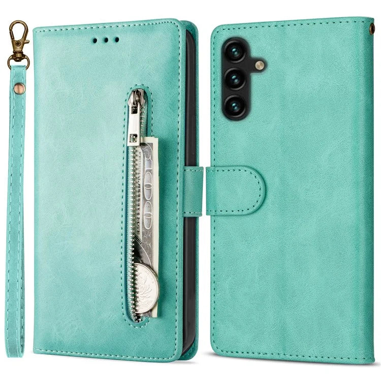 For Samsung Galaxy A05s 4G Leather Case Zipper Pocket Phone Cover with Wallet Stand
