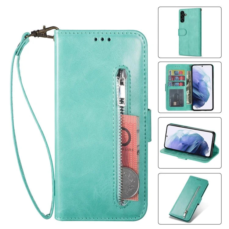 For Samsung Galaxy A05s 4G Leather Case Zipper Pocket Phone Cover with Wallet Stand