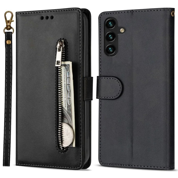 For Samsung Galaxy A05s 4G Leather Case Zipper Pocket Phone Cover with Wallet Stand
