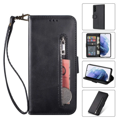 For Samsung Galaxy A05s 4G Leather Case Zipper Pocket Phone Cover with Wallet Stand