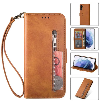 For Samsung Galaxy A05s 4G Leather Case Zipper Pocket Phone Cover with Wallet Stand