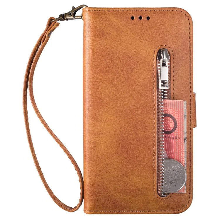 For Samsung Galaxy A05s 4G Leather Case Zipper Pocket Phone Cover with Wallet Stand