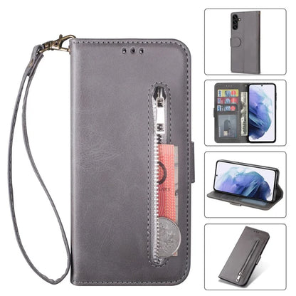 For Samsung Galaxy A05s 4G Leather Case Zipper Pocket Phone Cover with Wallet Stand