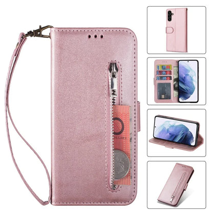 For Samsung Galaxy A24 4G (162.1 x 77.6 x 8.3mm) Case PU Leather Zipper Wallet Phone Cover