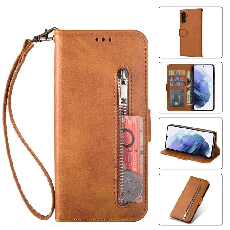 For Samsung Galaxy A24 4G (162.1 x 77.6 x 8.3mm) Case PU Leather Zipper Wallet Phone Cover