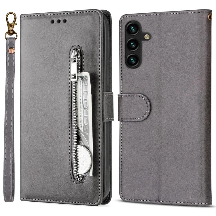 For Samsung Galaxy A24 4G (162.1 x 77.6 x 8.3mm) Case PU Leather Zipper Wallet Phone Cover