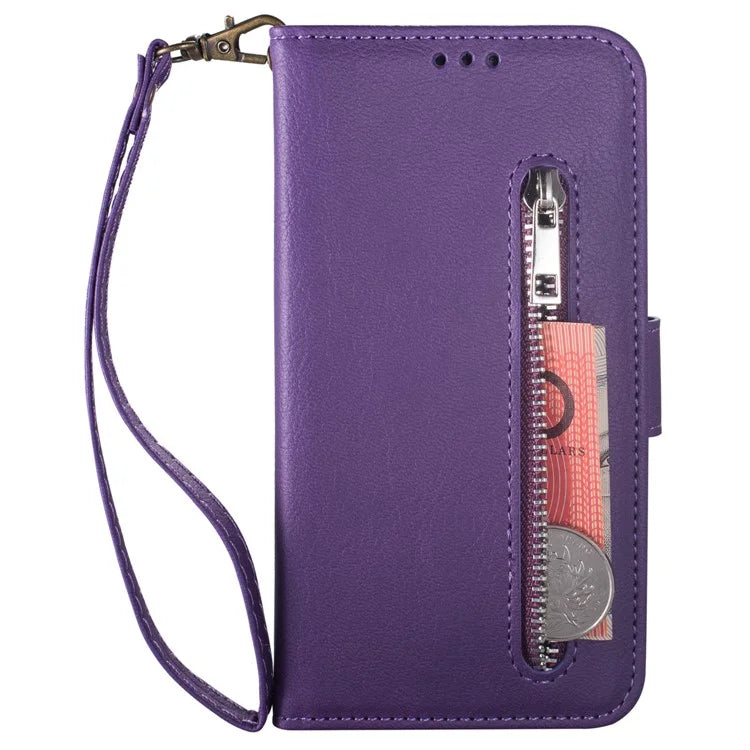 For Samsung Galaxy A24 4G (162.1 x 77.6 x 8.3mm) Case PU Leather Zipper Wallet Phone Cover