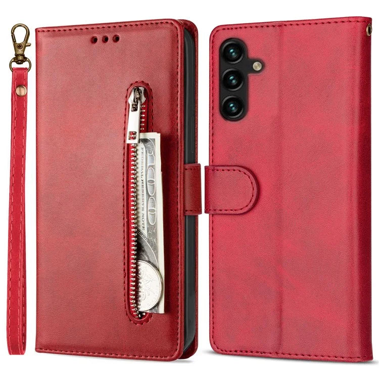 For Samsung Galaxy A24 4G (162.1 x 77.6 x 8.3mm) Case PU Leather Zipper Wallet Phone Cover