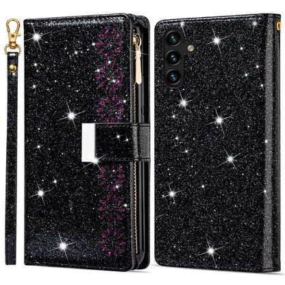 For Samsung Galaxy A05s 4G Leather Case Glittery Phone Cover with Zipper Wallet