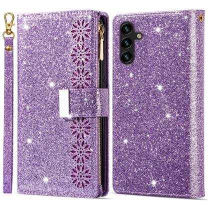 For Samsung Galaxy A05s 4G Leather Case Glittery Phone Cover with Zipper Wallet