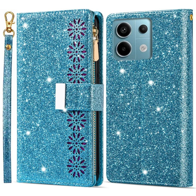 For Xiaomi Redmi Note 13 Pro 5G / Poco X6 5G Case Leather Phone Cover Glitter Surface