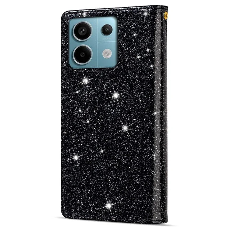 For Xiaomi Redmi Note 13 Pro 5G / Poco X6 5G Case Leather Phone Cover Glitter Surface