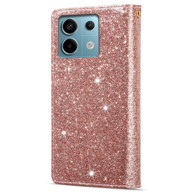 For Xiaomi Redmi Note 13 Pro 5G / Poco X6 5G Case Leather Phone Cover Glitter Surface