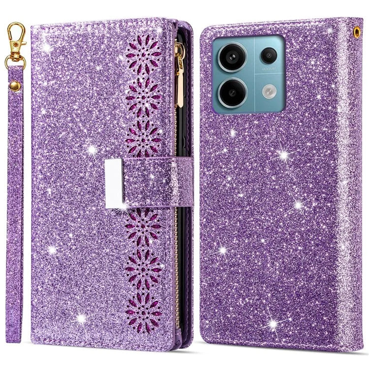 For Xiaomi Redmi Note 13 Pro 5G / Poco X6 5G Case Leather Phone Cover Glitter Surface