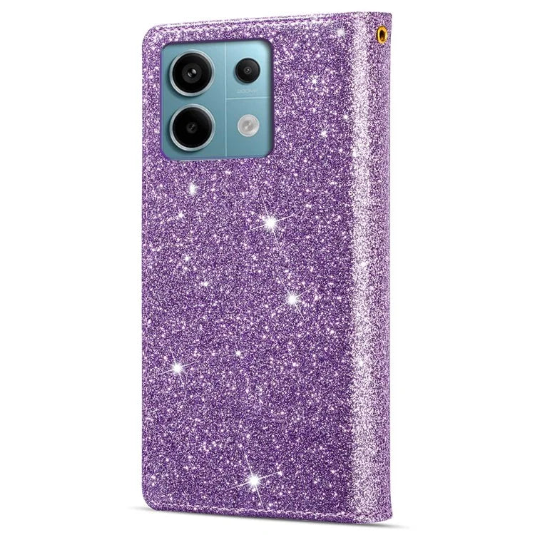 For Xiaomi Redmi Note 13 Pro 5G / Poco X6 5G Case Leather Phone Cover Glitter Surface