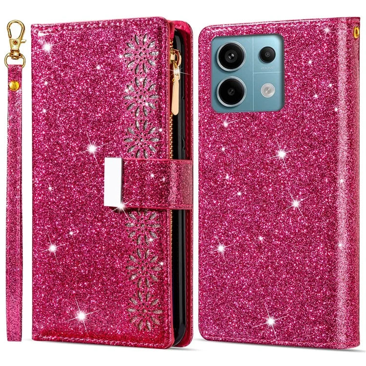 For Xiaomi Redmi Note 13 Pro 5G / Poco X6 5G Case Leather Phone Cover Glitter Surface