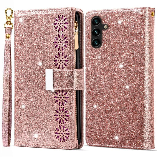 For Samsung Galaxy A25 5G (Global) (161.0 x 76.5 x 8.3mm) Wallet Case Glitter Leather Cover