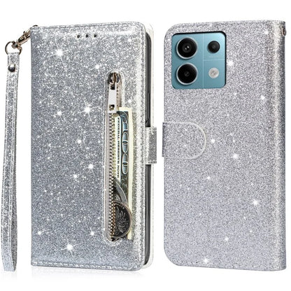 For Xiaomi Redmi Note 13 Pro 5G / Poco X6 5G Case Glitter Zipper Leather Cover with Wallet