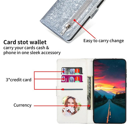 For Xiaomi Redmi Note 13 Pro 5G / Poco X6 5G Case Glitter Zipper Leather Cover with Wallet