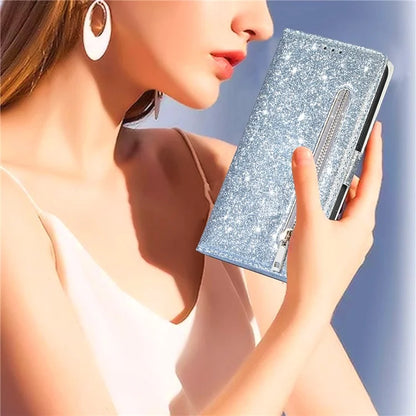 For Xiaomi Redmi Note 13 Pro 5G / Poco X6 5G Case Glitter Zipper Leather Cover with Wallet