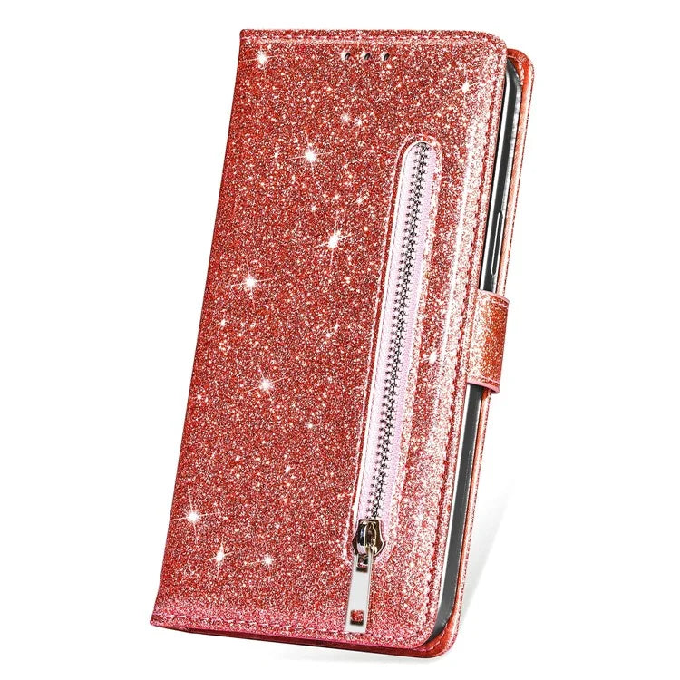 For Xiaomi Redmi Note 13 Pro 5G / Poco X6 5G Case Glitter Zipper Leather Cover with Wallet