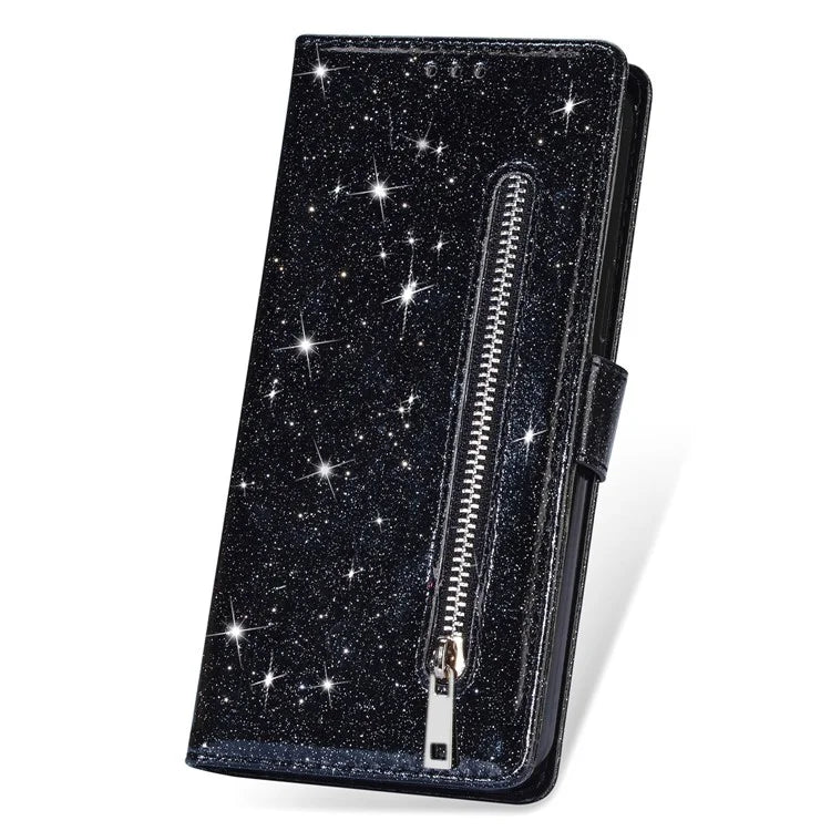 For Xiaomi Redmi Note 13 Pro 5G / Poco X6 5G Case Glitter Zipper Leather Cover with Wallet