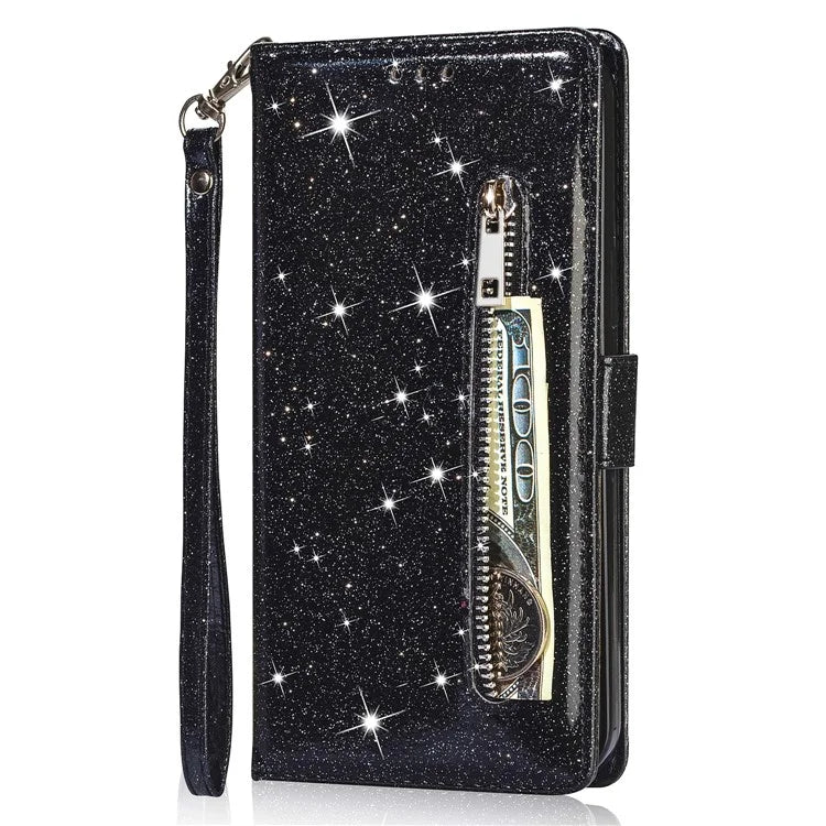 For Xiaomi Redmi Note 13 Pro 5G / Poco X6 5G Case Glitter Zipper Leather Cover with Wallet