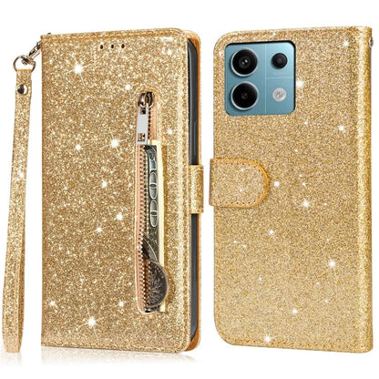 For Xiaomi Redmi Note 13 Pro 5G / Poco X6 5G Case Glitter Zipper Leather Cover with Wallet