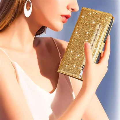 For Xiaomi Redmi Note 13 Pro 5G / Poco X6 5G Case Glitter Zipper Leather Cover with Wallet