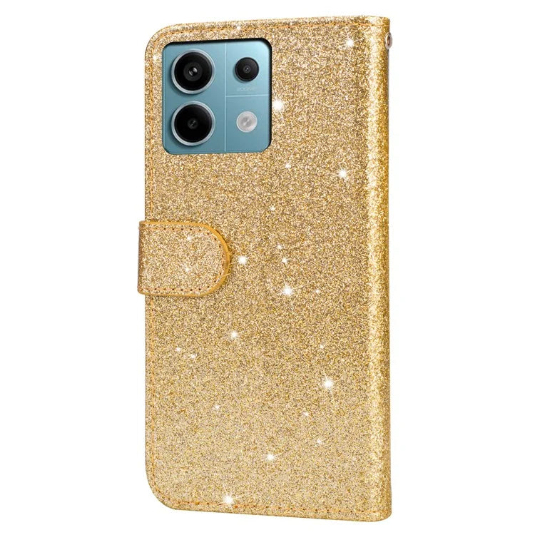 For Xiaomi Redmi Note 13 Pro 5G / Poco X6 5G Case Glitter Zipper Leather Cover with Wallet