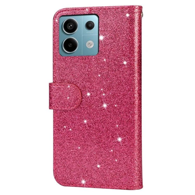 For Xiaomi Redmi Note 13 Pro 5G / Poco X6 5G Case Glitter Zipper Leather Cover with Wallet