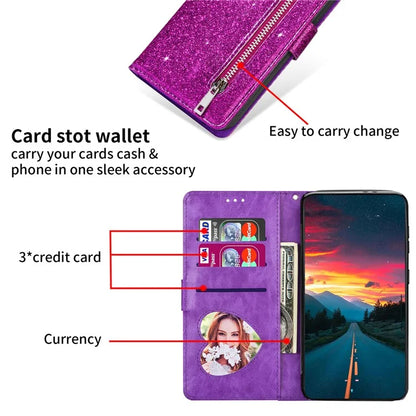 For Xiaomi Redmi Note 13 Pro 5G / Poco X6 5G Case Glitter Zipper Leather Cover with Wallet