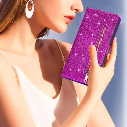 For Xiaomi Redmi Note 13 Pro 5G / Poco X6 5G Case Glitter Zipper Leather Cover with Wallet